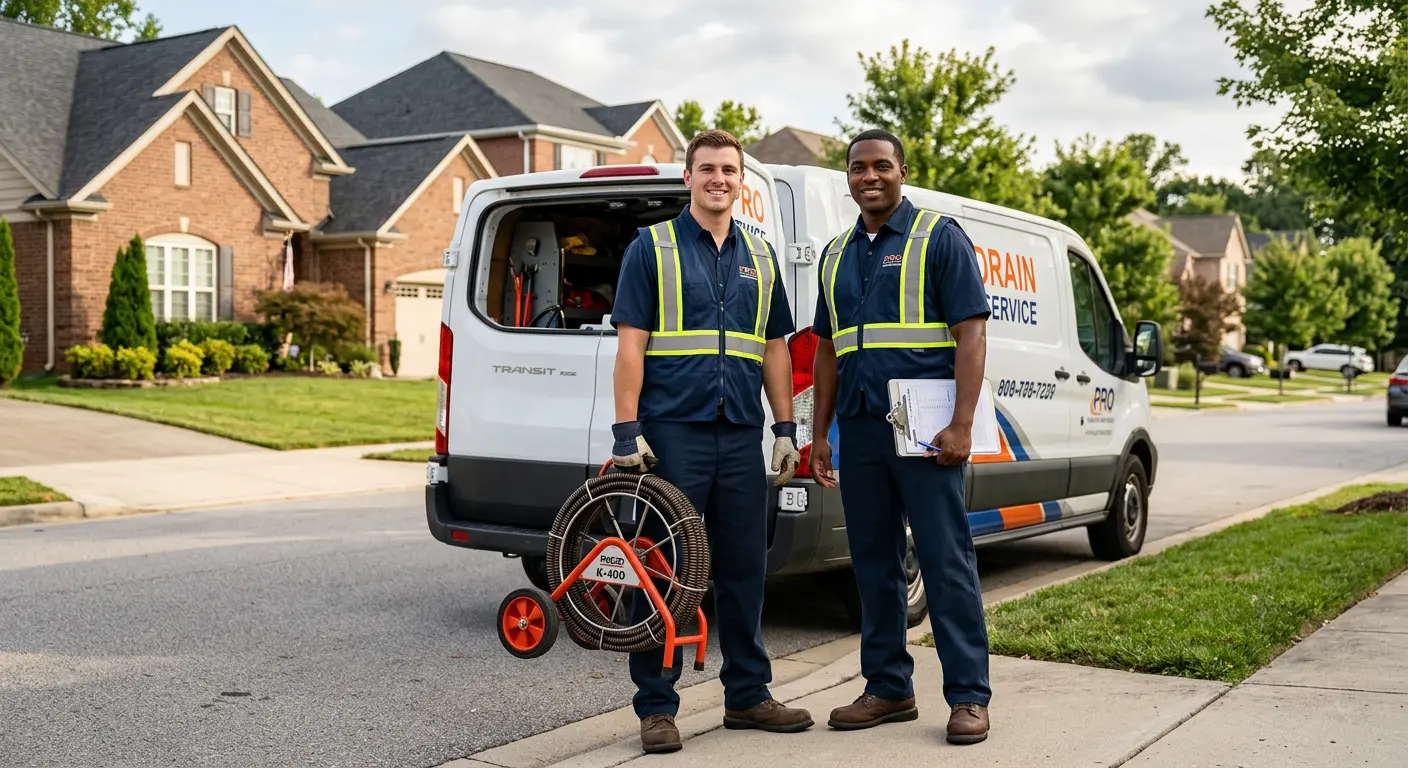 Sewer and drain service team with equipment ready for work in Wimauma